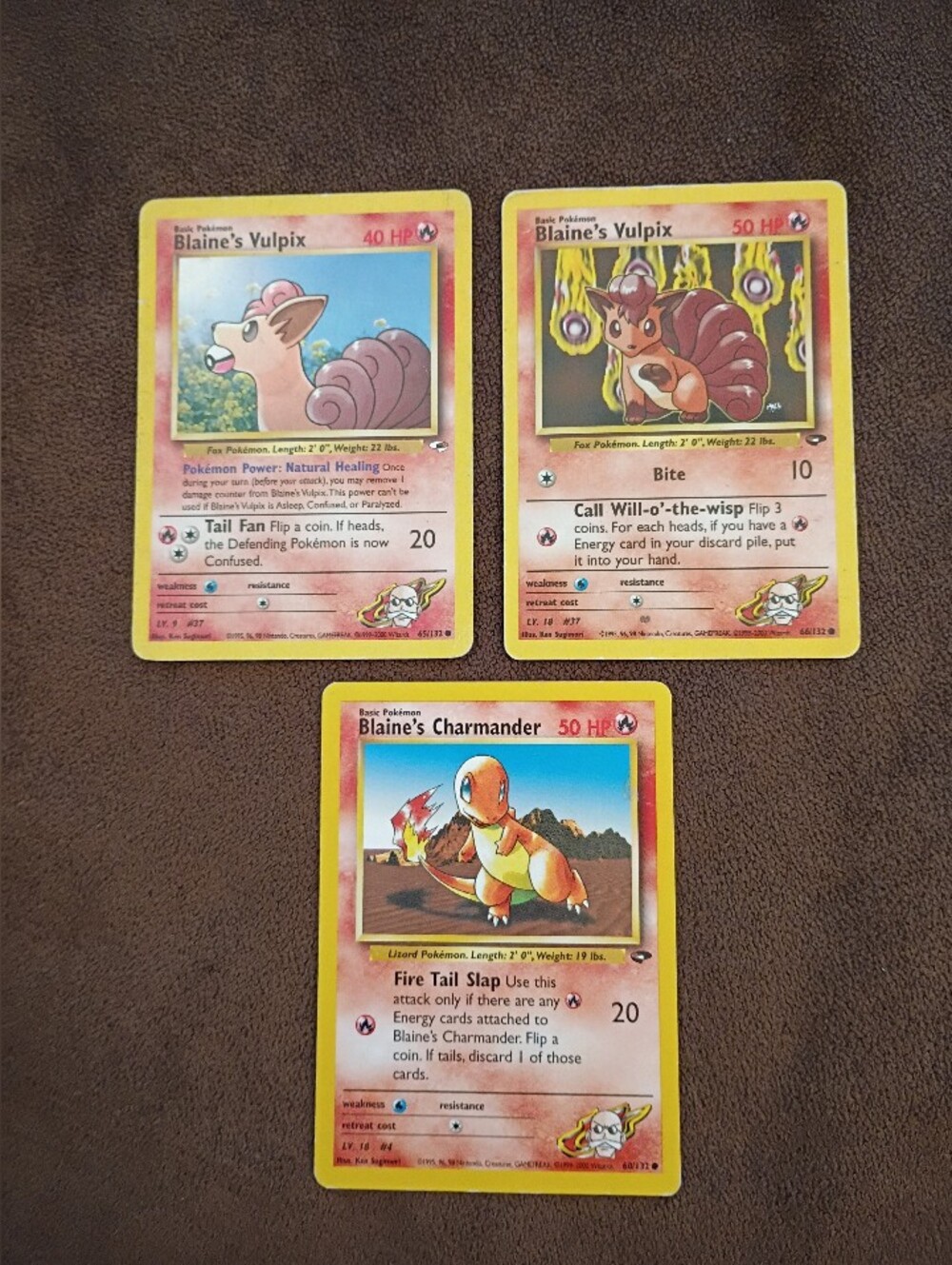 Pokemon Blaine's Vulpix & Charmander Card Lot Of 3